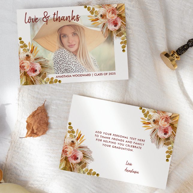 2025 Boho Floral Custom Photo Graduation Thank You (Creator Uploaded)