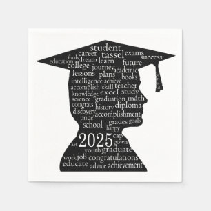 2025 Boy Graduate on White  Napkin