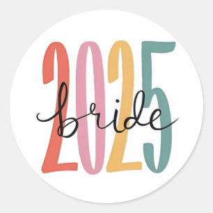 2025 bride Wedding Announcement Marriage Classic Round Sticker