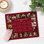 2025 Burgundy Red Multiple Photo Collage Calendar Mouse Pad<br><div class="desc">🌟2025 Burgundy Red Maroon Multiple Photo Collage Calendar Mouse Pad featuring a simple, minimalist year-at-a-glance calendar and 18 of your favourite photos. All the colours are all customisable. Makes a great gift for grandparents, parents, aunts, uncles, godparents, and more! Please contact us at cedarandstring@gmail.com if you need assistance with the...</div>