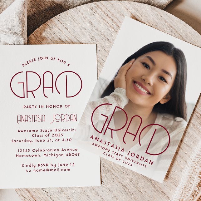 2025 Burgundy White Graduation Party Invitation (Creator Uploaded)