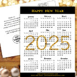 2025 Business Calendar Modern Black Gold Glitter Holiday Postcard<br><div class="desc">2025 Corporate Calendar with US Holidays Modern Black Gold Glitter Script New Year Holiday Postcard. All the texts are pre-arranged for you to personalise easily and quickly with your own details. Wish you all a Happy Holidays and an Amazing New Year! For many other card designs, please visit : (Holiday...</div>