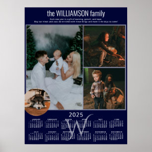 2025 Calendar 4 Photo Collage Family Keepsake Poster
