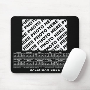 2025 Calendar Add 1 Photos Mousepad Black