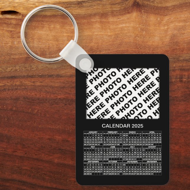 2025 Calendar Add 2 Photos Metal Keychain (Front)