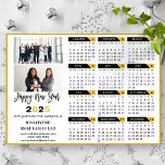 2025 Calendar Black Gold Business 2 Photo Magnetic<br><div class="desc">2025 Calendar Corporate Business Modern Gold and Black Hand-written Script 'Happy New Year' Simple 2 Photo Holiday Magnetic Card featuring 2024 Colourful Calendar with US holidays. All the texts are pre-arranged for you to personalise easily and quickly with your own details.</div>