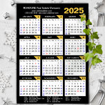 2025 Calendar Black Gold Modern Business Magnetic<br><div class="desc">2025 Calendar Minimalist Modern Black Gold Typography Corporate Business Magnetic Card featuring 2025 Calendar with Federal Holidays in United States. All the texts are pre-arranged for you to personalise easily and quickly with your own details.</div>
