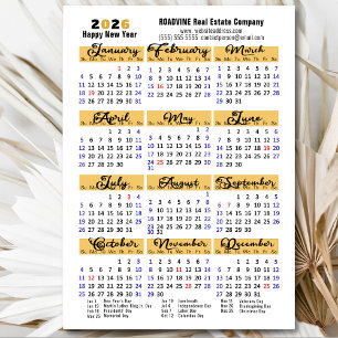 2025 Calendar Black Minimalist Corporate Magnetic