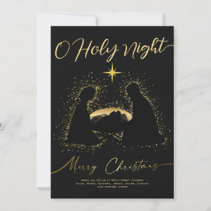 2025 Calendar Black Nativity Manger O Holy Script Holiday Card