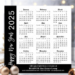 2025 Calendar Black White Corporate Magnetic Card<br><div class="desc">2025 Calendar Minimalist hand-written white script on Black Business Magnetic Card. All the texts are pre-arranged for you to personalise easily and quickly with your own details.</div>