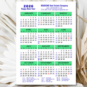 2025 Calendar Blue Green Corporate Magnetic Card 
