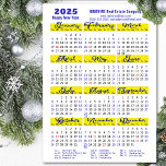 2025 Calendar Blue Script Simple Business Magnetic<br><div class="desc">2025 Calendar Minimalist Blue Script Corporate Business Magnetic Card featuring Federal Holidays in United States. All the texts are pre-arranged for you to personalise easily and quickly with your own details.</div>