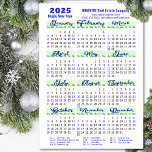 2025 Calendar Blue Script Simple Business Magnetic<br><div class="desc">2025 Calendar Minimalist Blue Script Corporate Business Magnetic Card featuring Federal Holidays in United States. All the texts are pre-arranged for you to personalise easily and quickly with your own details.</div>