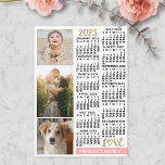 2025 Calendar Blush Pink Gold Custom Photos Magnet<br><div class="desc">Celebrate 2025 with this elegant family photo collage calendar magnet. With easy-to-read dates in bold black, this beautifully simple calendar has the words "2025" and "LOVE" in faux gold glitter with a blush pink bar along the bottom for your personalised family name or other text. Vertically along the left side,...</div>