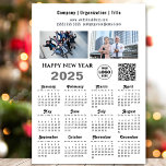 2025 Calendar Business 2 Photo Logo QR Magnetic<br><div class="desc">2025 Calendar Business 2 Photo, Logo & QR code Minimalist Magnetic Card. All the texts are pre-arranged for you to personalise easily and quickly with your own details. Wish you all a Happy Holidays and an Amazing New Year! For many other card designs, please visit : (Business Holiday Cards) https://www.zazzle.com/collections/119095696689680604...</div>
