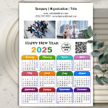 2025 Calendar Business 2 Photo Logo QR Magnetic<br><div class="desc">Modern and simple multi colour 2025 Calendar Business 2 Photos, Logo & QR code Magnetic Card. All the texts are pre-arranged for you to personalise easily and quickly with your own details. Wish you all a Happy Holidays and an Amazing New Year! For many other card designs, please visit :...</div>