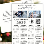 2025 Calendar Business 2 Photo Logo QR Minimalist Holiday Postcard<br><div class="desc">2025 Calendar Business 2 Photo, Logo & QR code Minimalist New Year Holiday postcard. All the texts are pre-arranged for you to personalise easily and quickly with your own details. Wish you all a Happy Holidays and an Amazing New Year! For many other card designs, please visit : (Holiday Cards)...</div>