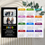 2025 Calendar Business 2 Photo US Holiday Magnetic<br><div class="desc">Modern Black Multi Colour 2025 Calendar Corporate 2 Photo Magnetic Card. All the texts are pre-arranged for you to personalise easily and quickly with your own details. Wish you all a Happy Holidays and an Amazing New Year! For many other card designs, please visit : (Business Holiday Cards) https://www.zazzle.com/collections/119095696689680604 (Business...</div>