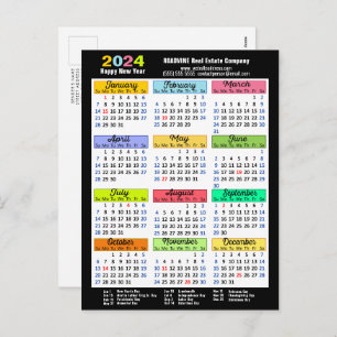2025 Calendar Business Elegant Pink Minimalist Holiday Postcard