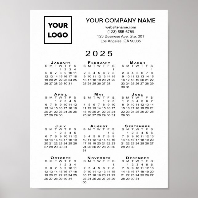 2025 Calendar Business Logo and Text Poster (Front)