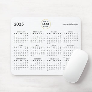 2025 Calendar Business Logo Black Mouse Pad