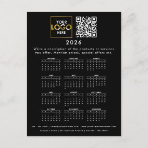 2025 Calendar Business Logo Contact Detail QR Code Postcard