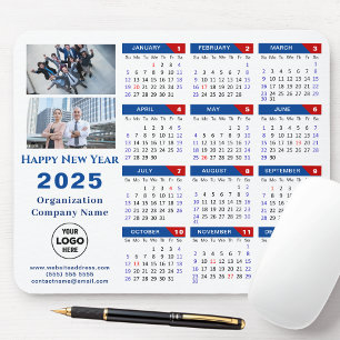 2025 Calendar Business Logo Modern Blue Red Simple Mouse Pad