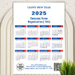 2025 Calendar Business Logo QR code Blue Magnetic<br><div class="desc">2025 Calendar Business Logo & QR code Simple Blue Red Magnetic Card. All the texts are pre-arranged for you to personalise easily and quickly with your own details. Wish you all a Happy Holidays and an Amazing New Year! For many other card designs, please visit: (Holiday Cards) https://www.zazzle.com/collections/119095696689680604 (Magnetic Cards)...</div>