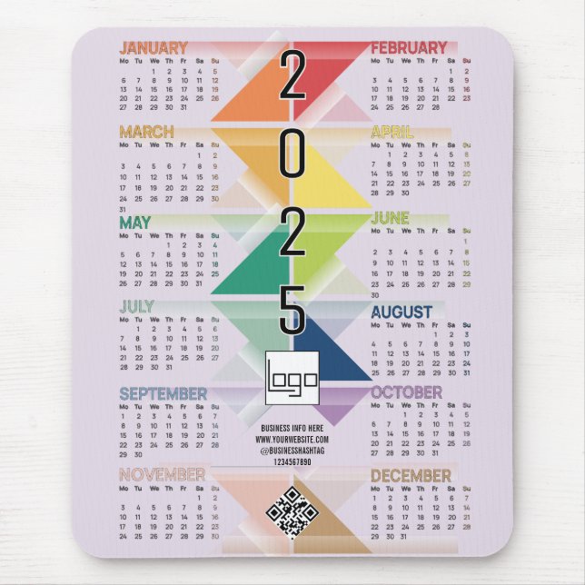 2025 Calendar Business Logo QR Code Purple Custom Mouse Pad (Front)