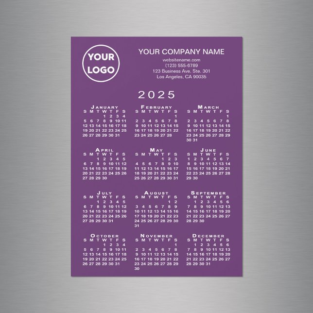 2025 Calendar Business Logo Text Purple Magnet (2025 Calendar Business Logo Text Purple Magnet in situ)
