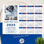 2025 Calendar Business Logo US Patriotic Blue Red Holiday Card<br><div class="desc">2025 Calendar Business 2 Photo & Logo US Flag Patriotic Blue Red Holiday Card. All the texts are pre-arranged for you to personalise easily and quickly with your own details. Wish you all a Happy Holidays and an Amazing New Year! For many other card designs, please visit (Holiday Cards) https://www.zazzle.com/collections/119095696689680604...</div>