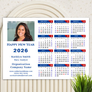 2025 Calendar Business Photo Blue Red Magnetic