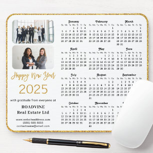 2025 Calendar Business Photo Elegant Gold Glitter Mouse Pad