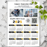 2025 Calendar Business Photo Logo QR Black Magnet<br><div class="desc">2025 Calendar Corporate 2 Photo, Logo & QR code Modern Black Gold Typography Magnetic Card. All the texts are pre-arranged for you to personalise easily and quickly with your own details. Wish you all a Happy Holidays and an Amazing New Year! For many other card designs, please visit : (Business...</div>