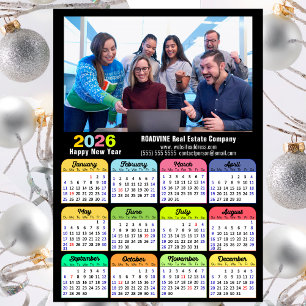 2025 Calendar Business Photo Modern Black Magnetic