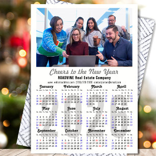 2025 Calendar Business Photo Modern Silver Minimal Holiday Card