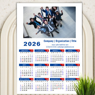 2025 Calendar Business Photo Simple Blue Red
