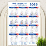 2025 Calendar Business Simple Blue Red Magnetic<br><div class="desc">Business 2025 Calendar Minimalist Blue Red Magnetic Card featuring full year calendar. All the texts are pre-arranged for you to personalise easily and quickly with your own details. Wish you all a Happy Holidays and an Amazing New Year! For many other card designs, please visit: (Holiday Cards) https://www.zazzle.com/collections/119095696689680604 (Magnetic Cards)...</div>