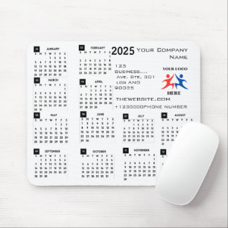 2025 Calendar Company Logo and Text Mouse Pad