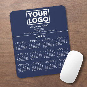 2025 Calendar Company Logo and Text on Navy Blue Mouse Pad