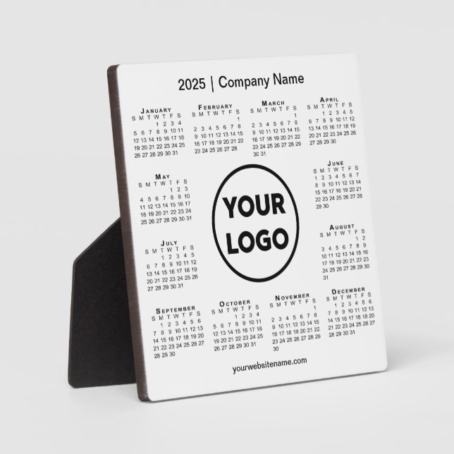 2025 Calendar Company Logo Business Desktop Plaque (Front)