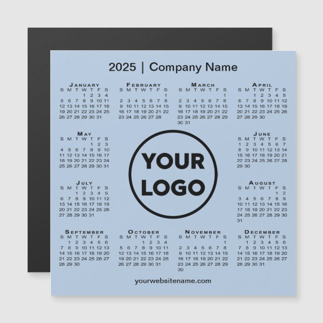 2025 Calendar Company Logo on Light Blue Magnet (Front/Back)