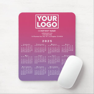 2025 Calendar Company Logo Pink to Purple Gradient Mouse Pad