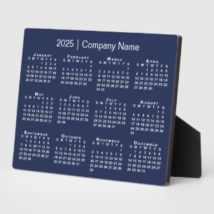 2025 Calendar Company Name Navy Blue Desktop Plaque