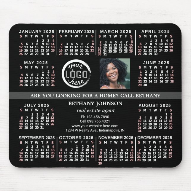 2025 Calendar Custom Business Logo Photo Text Easy Mouse Pad (Front)