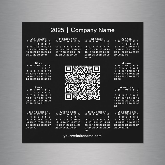 2025 Calendar Custom Business QR Code Black Magnet (2025 Calendar Custom Business QR Code Black Magnet in situ)