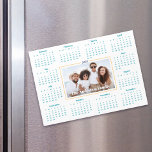 2025 Calendar Custom Photo Family Keepsake Magnet<br><div class="desc">Create this useable keepsake for you family and friends so they will remember you year-round with this graphic, elegant 2025 calendar magnet card. Bold white typography, your custom photo and a simple, modern turquoise blue 12 month calendar overlay a clean white background. Personalise with the photo of your choice along...</div>