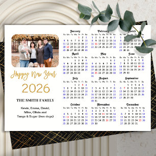 2025 Calendar Elegant Gold Glitter Script Photo Holiday Card