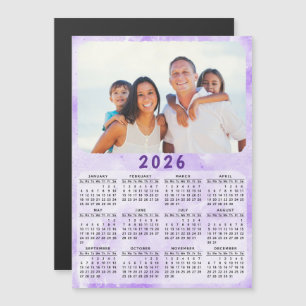 2025 Calendar Family Photo Purple Fridge Magnet
