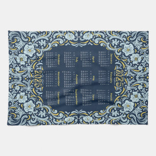 2025 Calendar Floral Elegance Tea Towel